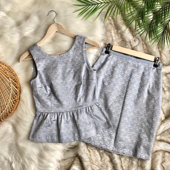 H&M Dresses & Skirts - H&M Light Blue 2 Piece Scallop Jacquard Set 4 S